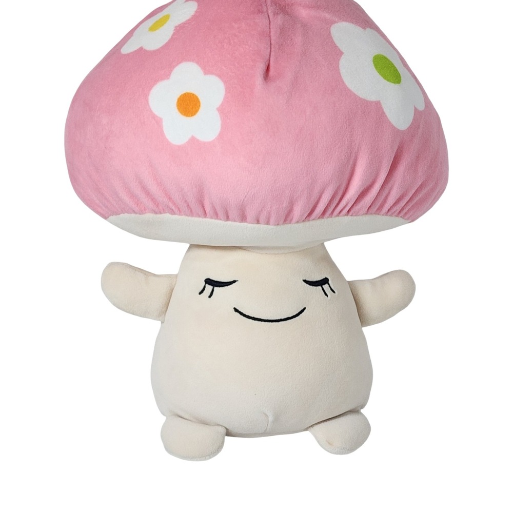 Walmart Pink Mushroom Plush Flower Cap Sleepy Face 13 Inch Cottagecore Toy